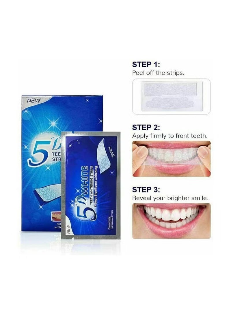 5D WHITE Teeth Whitening Strips, 10 White Strips - Image 2
